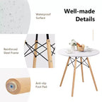 Tavolo da pranzo per 4 persone moderno rotondo e 4 sedie con gambe in legno Verde/Bianco