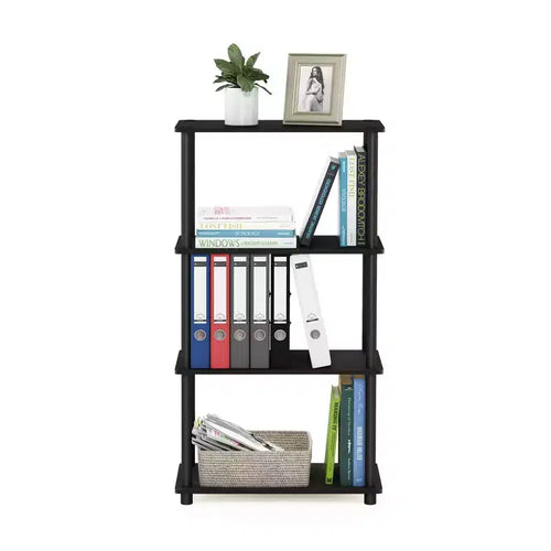 Scaffale decorativo a scaletta a 4 ripiani Scaffale aperto multiuso Espositore Scaffali contenitori per bagno, cucina, ingresso, Espresso/Nero