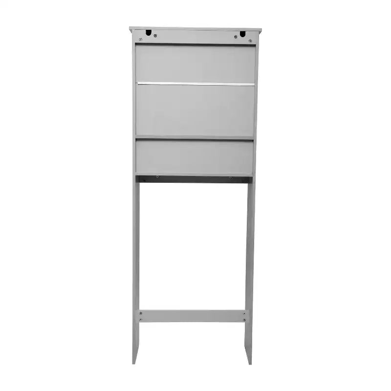 Organizzatore salvaspazio da bagno Vega sopra il WC con ante a chiusura magnetica, ripiano interno regolabile e ripiano inferiore aperto