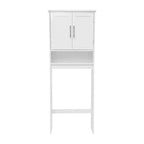 Organizzatore salvaspazio da bagno Vega sopra il WC con ante a chiusura magnetica, ripiano interno regolabile e ripiano inferiore aperto