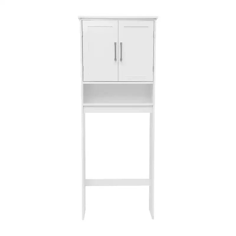Organizzatore salvaspazio da bagno Vega sopra il WC con ante a chiusura magnetica, ripiano interno regolabile e ripiano inferiore aperto
