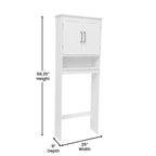 Organizzatore salvaspazio da bagno Vega sopra il WC con ante a chiusura magnetica, ripiano interno regolabile e ripiano inferiore aperto