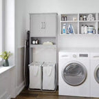 Organizzatore salvaspazio da bagno Vega sopra il WC con ante a chiusura magnetica, ripiano interno regolabile e ripiano inferiore aperto