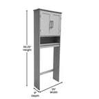 Organizzatore salvaspazio da bagno Vega sopra il WC con ante a chiusura magnetica, ripiano interno regolabile e ripiano inferiore aperto