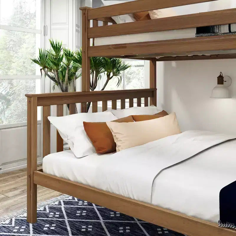 Letto a castello matrimoniale XL su piazza e mezza in legno massello per adulti