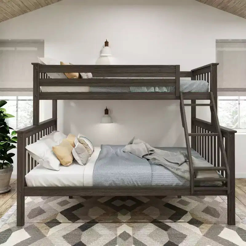 Letto a castello matrimoniale XL su piazza e mezza in legno massello per adulti