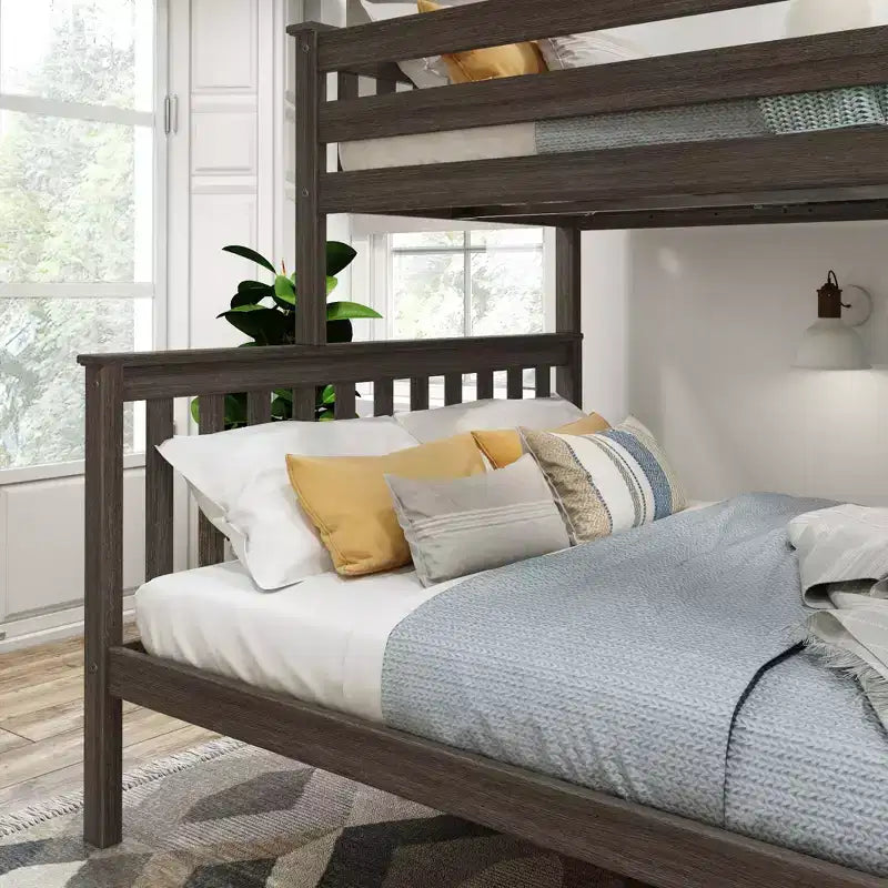 Letto a castello matrimoniale XL su piazza e mezza in legno massello per adulti
