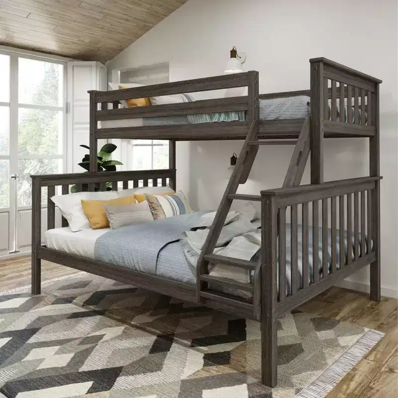 Letto a castello matrimoniale XL su piazza e mezza in legno massello per adulti