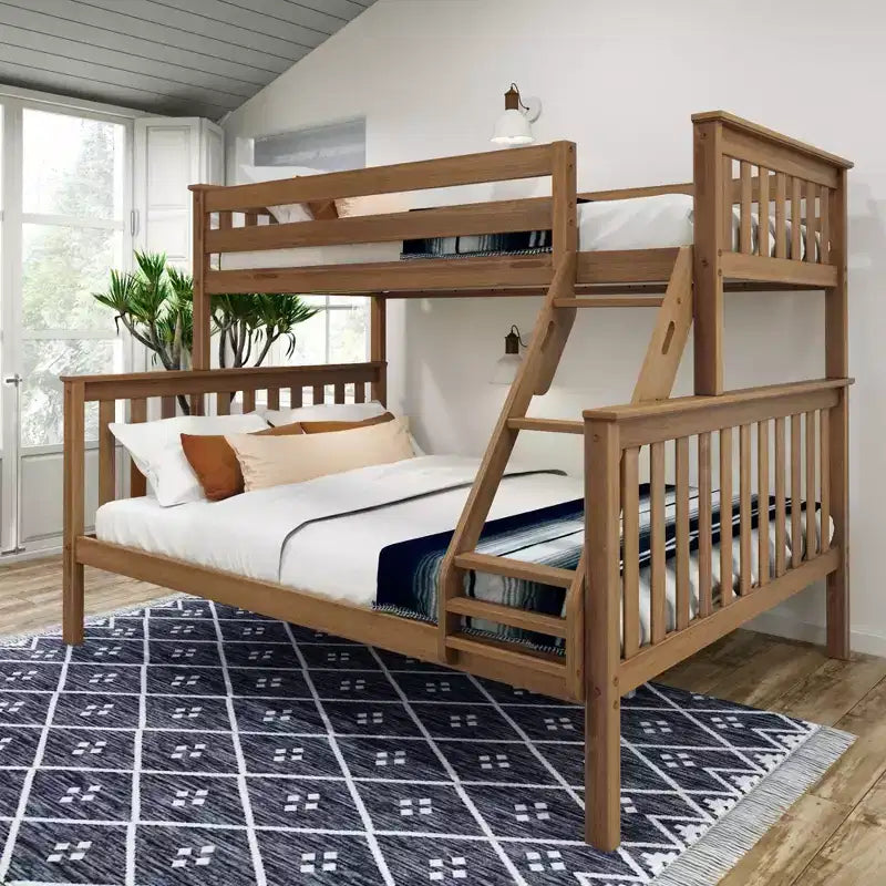 Letto a castello matrimoniale XL su piazza e mezza in legno massello per adulti