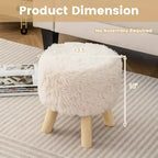 Poggiapiedi rotondo pouf in ecopelle imbottito con seduta imbottita bianco