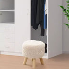 Poggiapiedi rotondo pouf in ecopelle imbottito con seduta imbottita bianco