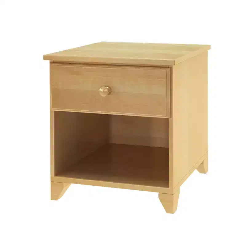 Comodino in legno massello con 1 cassetto per camera da letto