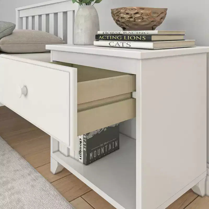 Comodino in legno massello con 1 cassetto per camera da letto