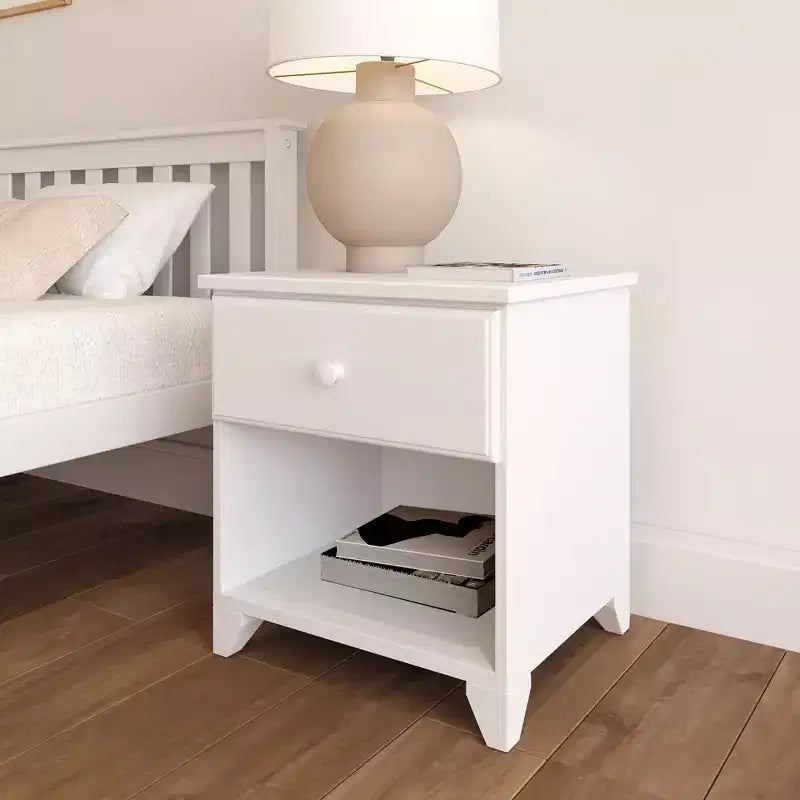 Comodino in legno massello con 1 cassetto per camera da letto