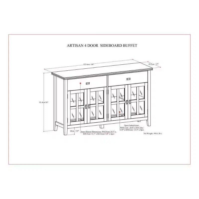 Credenza a buffet grande a 4 ante Stratford