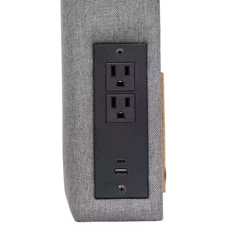Testiera effetto lino con elegante imbottitura, doppie opzioni di sospensione, stazione di ricarica con 2 prese, porta USB, porta USB-C