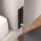 Testiera effetto lino con elegante imbottitura, doppie opzioni di sospensione, stazione di ricarica con 2 prese, porta USB, porta USB-C