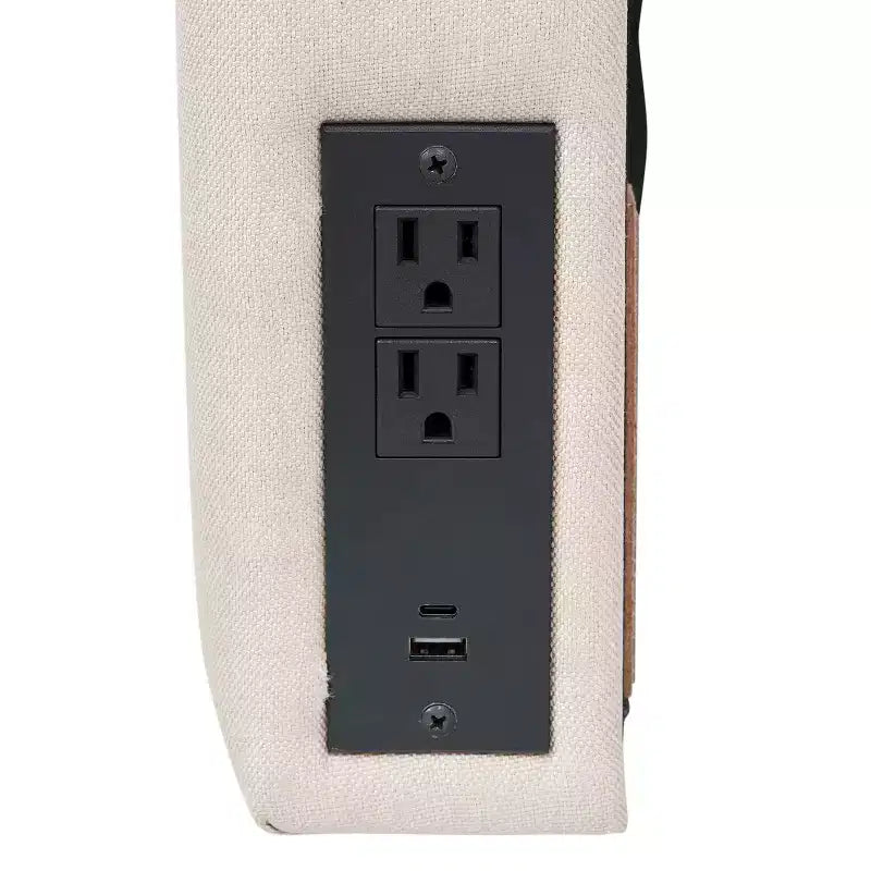 Testiera effetto lino con elegante imbottitura, doppie opzioni di sospensione, stazione di ricarica con 2 prese, porta USB, porta USB-C